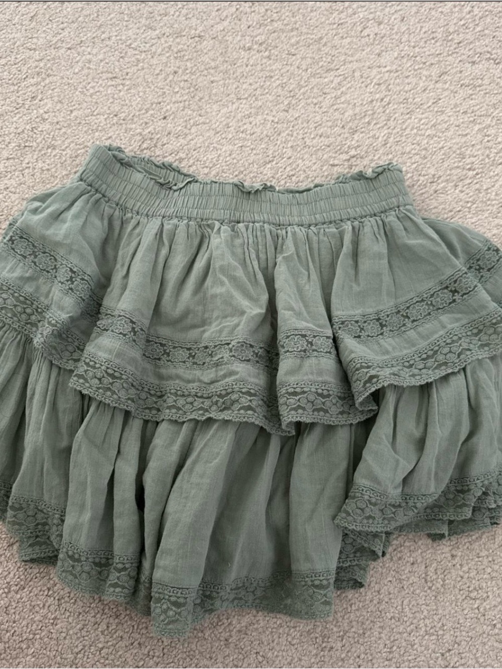 American Eagle Outfitters Sage Green Smocked Waist Mini Skort - Picture 3 of 5